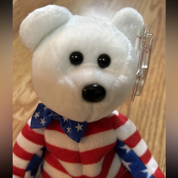 TY Beanie Baby LIBERTY the Bear Plush (White Head Version) (8.5 inch) - Picture 2 of 4